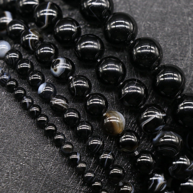 Black Lace Agate Loose Bead Strand