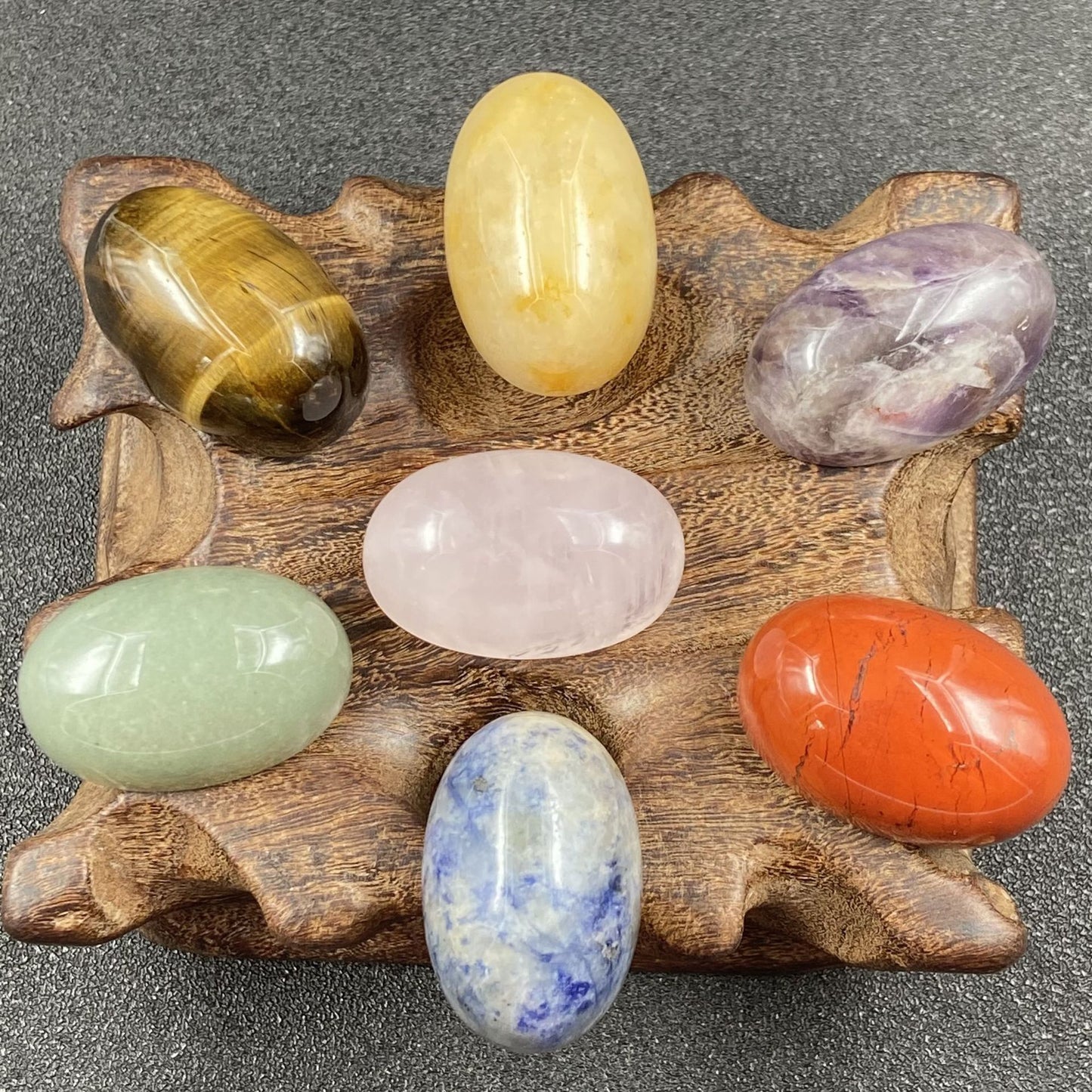 7 Chakra Half Egg Button Yoga Stone Set