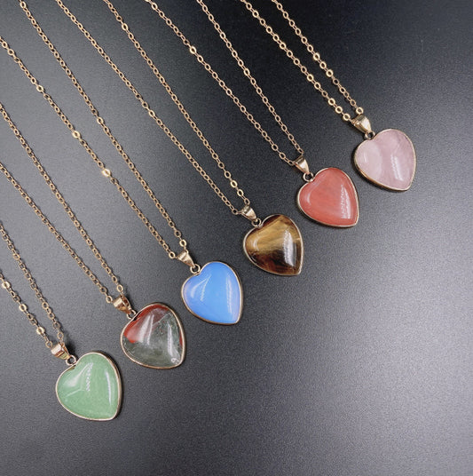 Gold Round Plated Heart Necklace