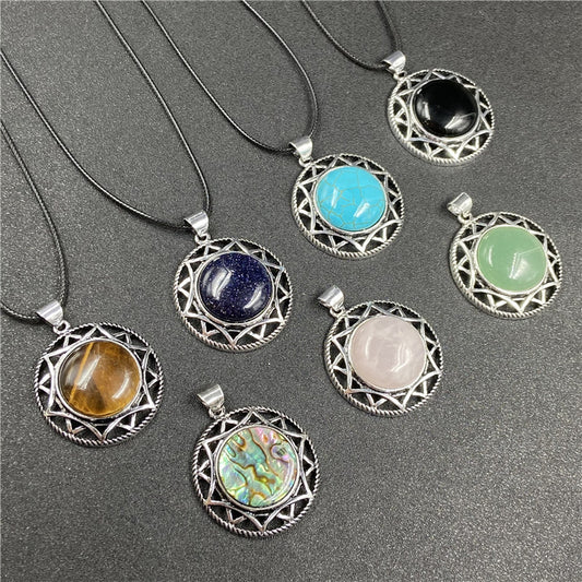 Crystal Round Silver Merkaba Star Pendant/Necklace