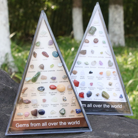 Pyramid Shaped Mineral Ore Specimens Gemstones Box