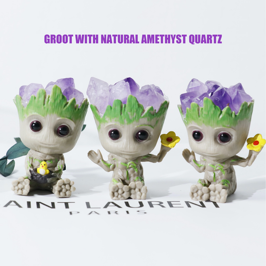 Groot With Natural Amethyst Quartz