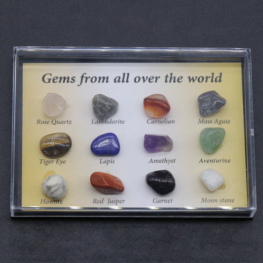 Mixed Mineral Ore Specimens Gemstones with Box
