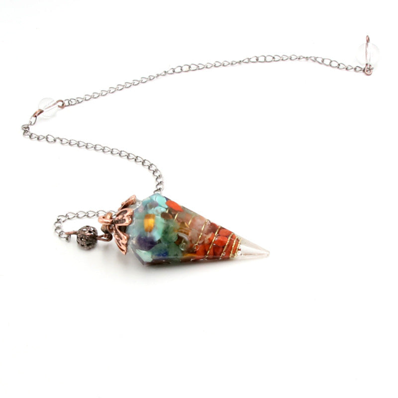 Conical Resin Crystal Chip Pendulum