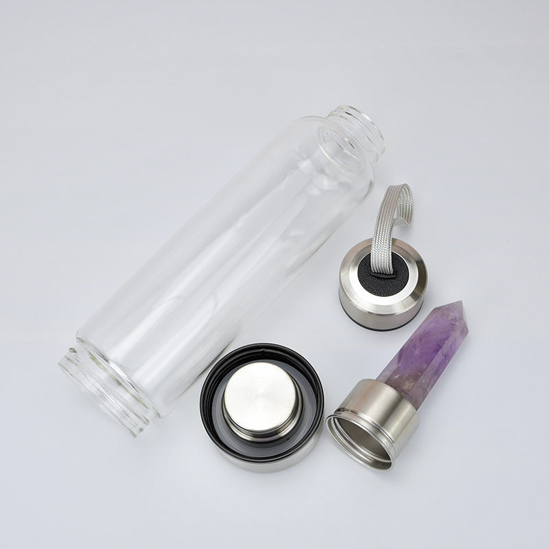 Reusable Gem Glass Water Bottle