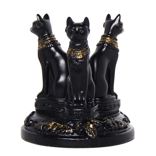 Triple Egyptian Bast Bastet Cats Sphere Stand