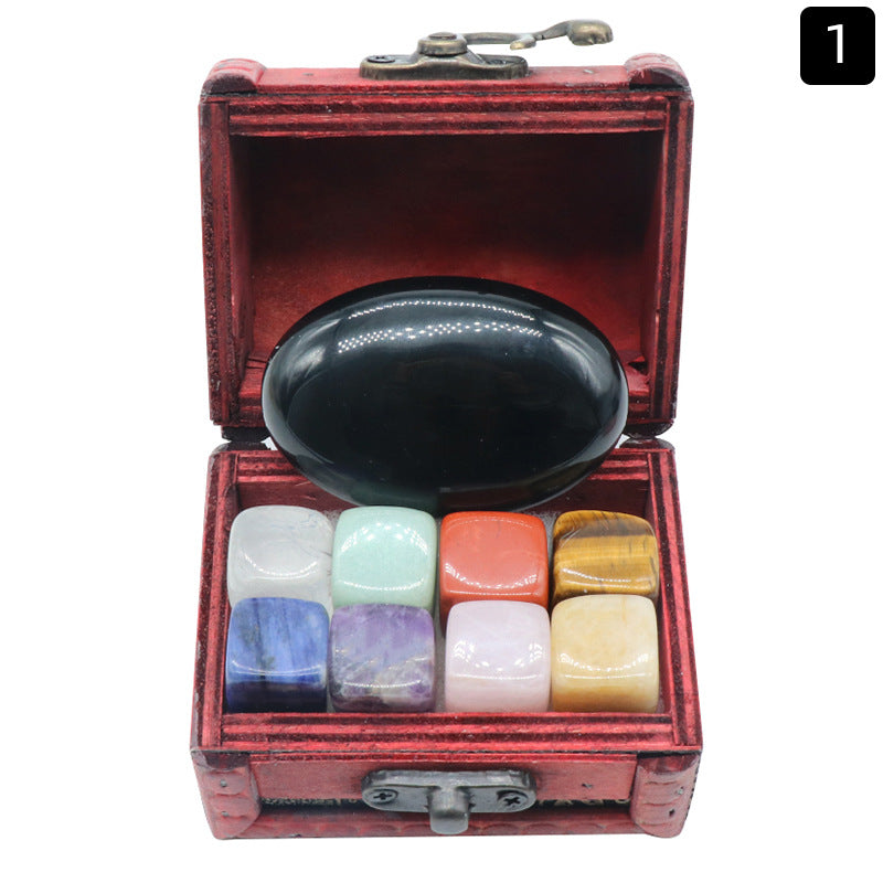 Crystal Cube&Tumble Stone Wooden Treasure Box Set