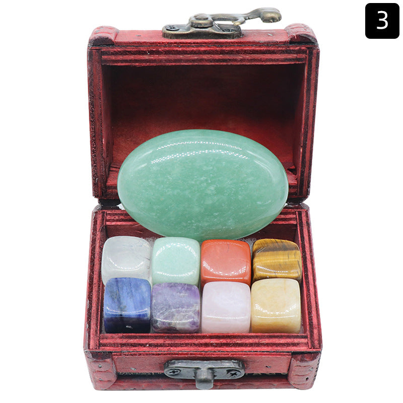 Crystal Cube&Tumble Stone Wooden Treasure Box Set