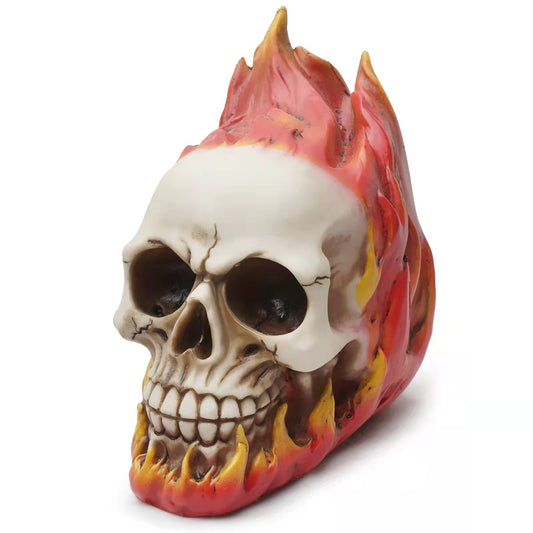 Flaming Fire Hot Rod Skull Statue
