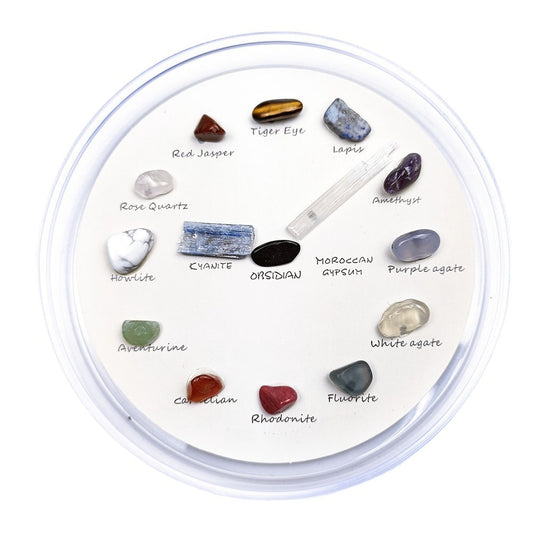 Clock Shaped Mineral Ore Specimens Gemstones Box