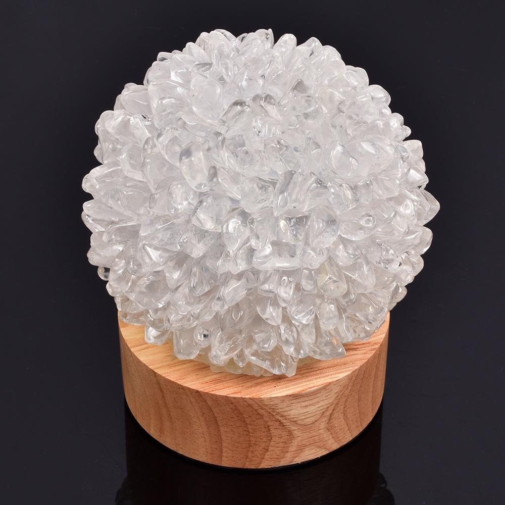 Crystal Rocks Lamp with Wooden Base