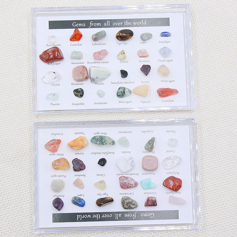 24 Mineral Ore Specimens Gemstone Box
