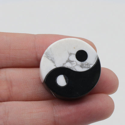 Tai Chi Yin Yang Obsidian&Howlite Button
