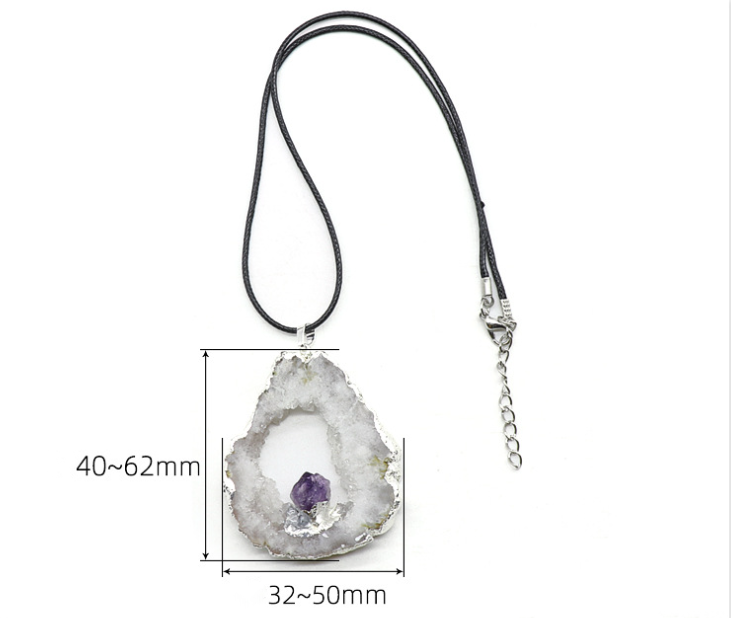 Druzy Agate&Crystal Raw Necklace