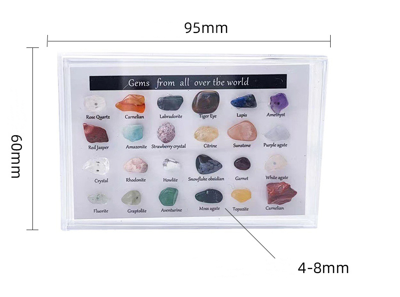 24 Mineral Ore Specimens Gemstone Box