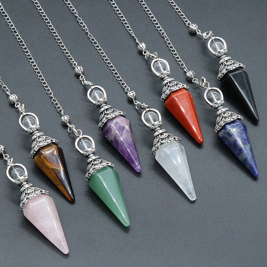 Clear Quartz Bead Hexagon Pendulum