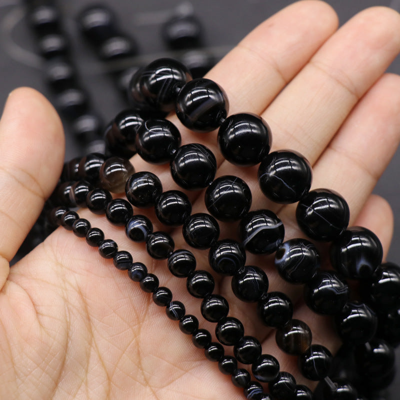 Black Lace Agate Loose Bead Strand