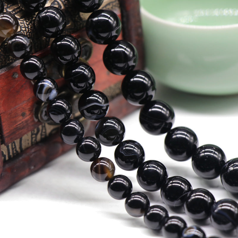 Black Lace Agate Loose Bead Strand