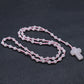 Prayer Bead Crystal Cross Necklace