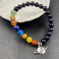 Blue Sandstone Chakra Bead Planet Charm Bracelet