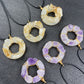 Crystal Raw Teeth Round Wire Wrap Pendant