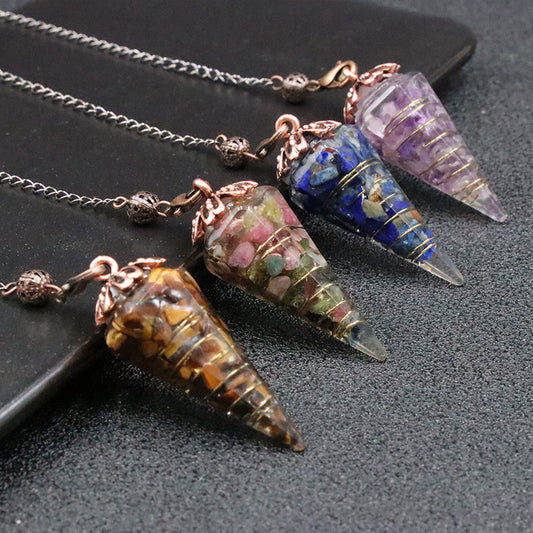 Conical Resin Crystal Chip Pendulum