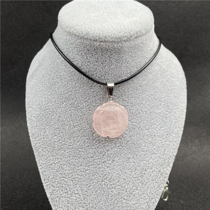 Rose Quartz Rose Necklace