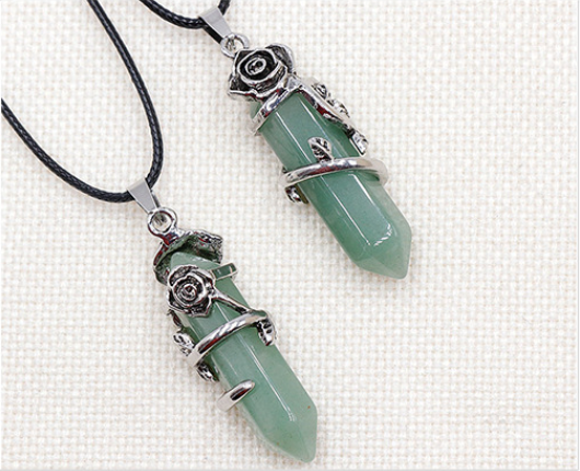 Silver Rose Double Point Pendant/Necklace