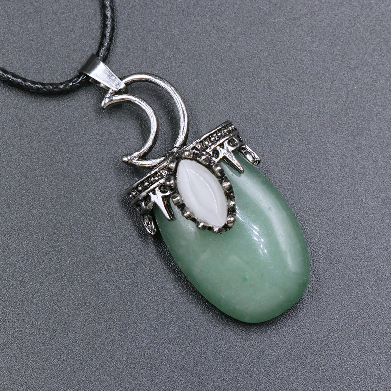 Sliver Moon White Cat Eye Crystal Pendant