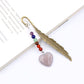 Chakra Bead Crystal Heart Alloy Feather Bookmark