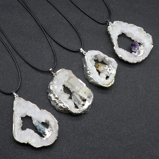 Druzy Agate&Crystal Raw Necklace