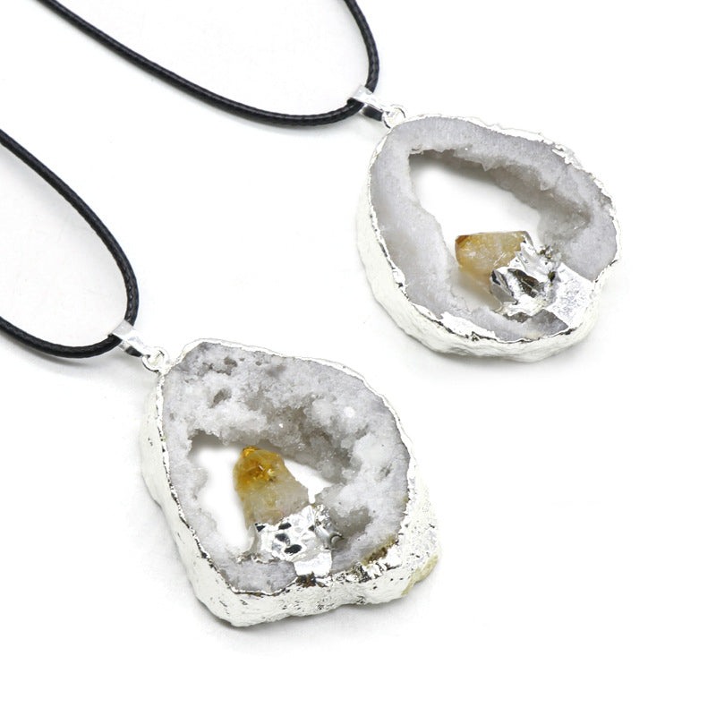 Druzy Agate&Crystal Raw Necklace