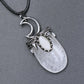 Sliver Moon White Cat Eye Crystal Pendant