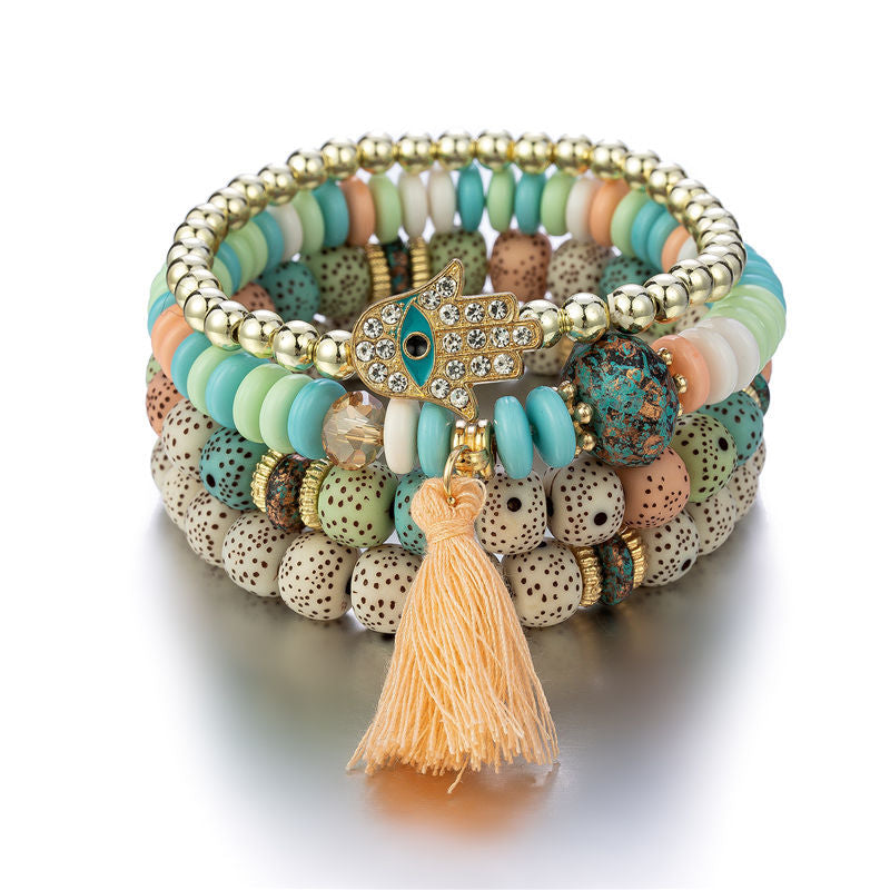 Evil Eye Multilayered Stretched Beaded Bracelets