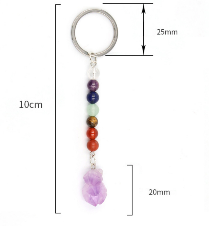 Chakra Bead Amethyst Teeth Keychain