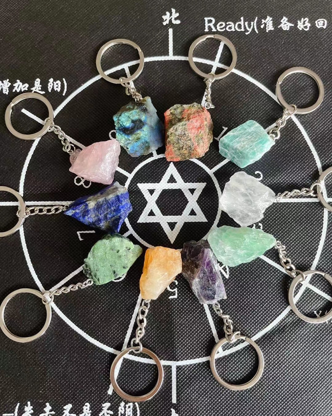 Raw Crystal Gemstone Keychain Charm