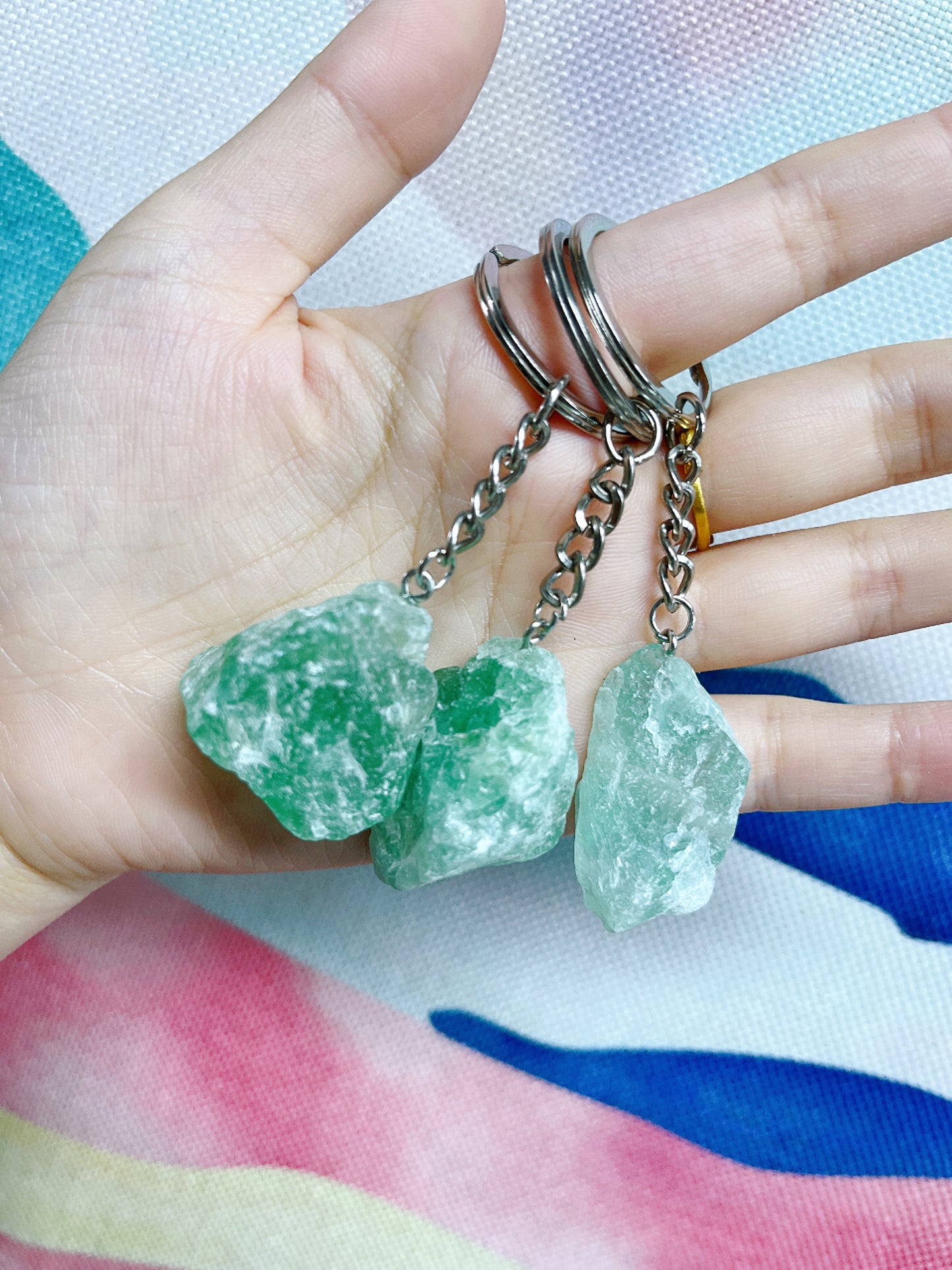Raw Crystal Gemstone Keychain Charm