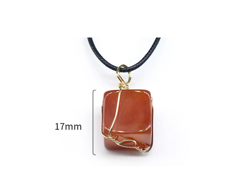 Red Agate Cube Wire Wrapped Pendant