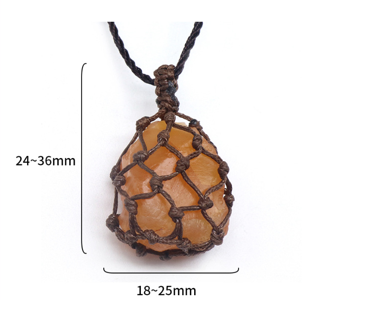 Crystal Raw Nut Bag Necklace