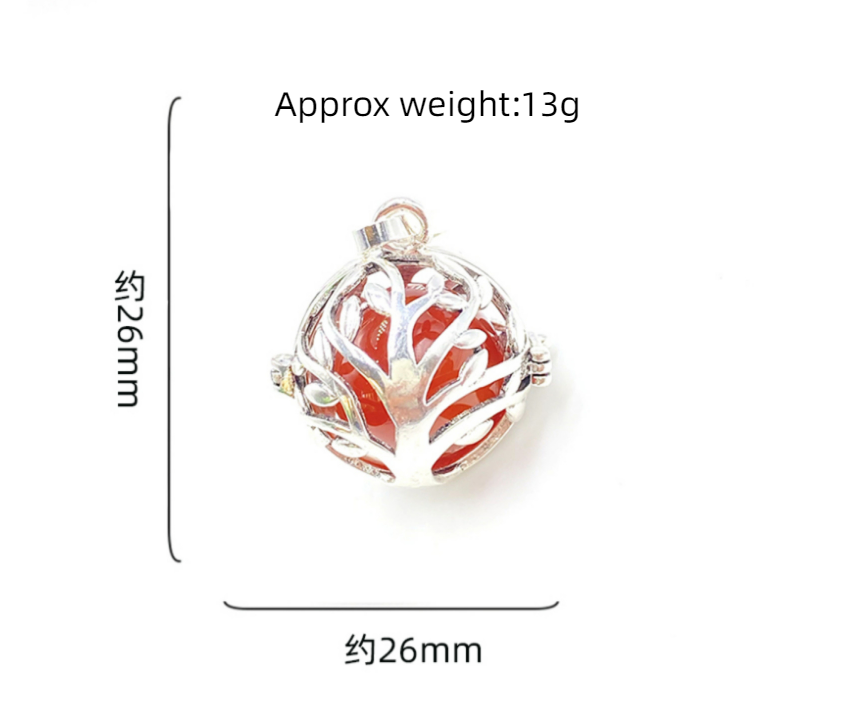 Sliver Life Tree Crystal Ball Pendant