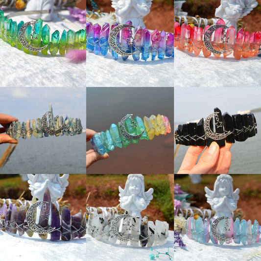 Raw Crystal Quartz Crown Headband