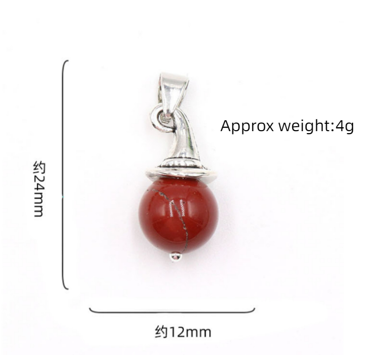 Silver Witch Hat Crystal Ball Pendant