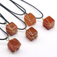 Red Agate Cube Wire Wrapped Pendant