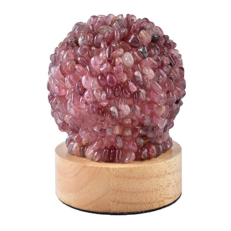 Crystal Rocks Lamp with Wooden Base