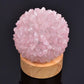 Crystal Rocks Lamp with Wooden Base
