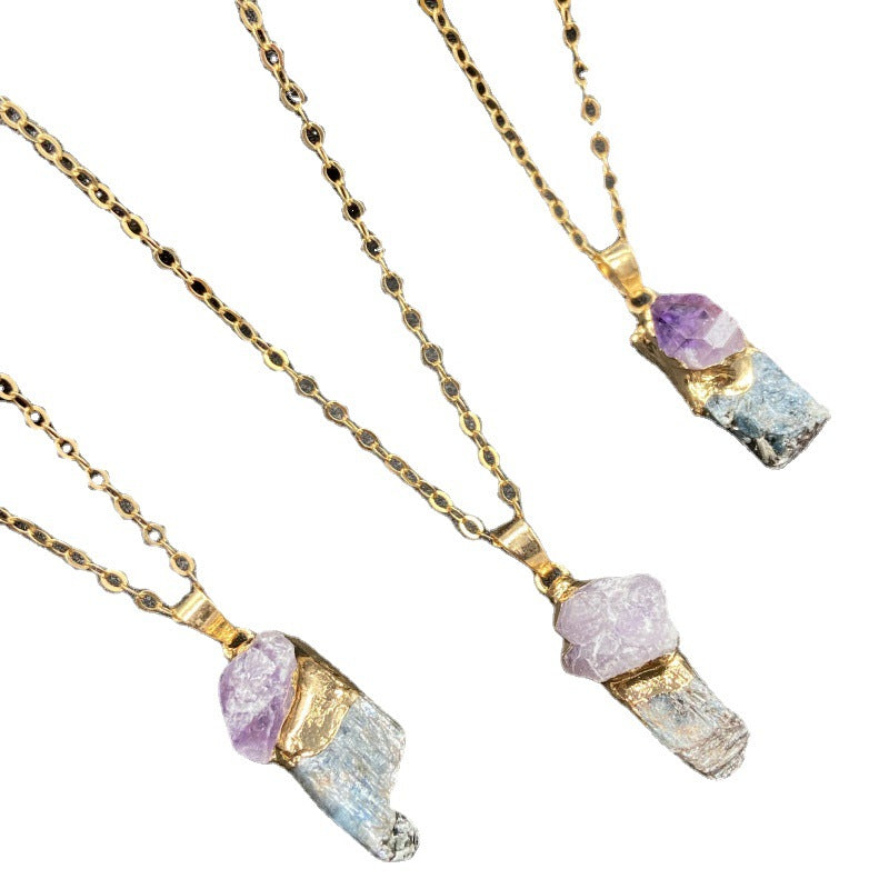 Kyanite Raw Amethyst Necklace