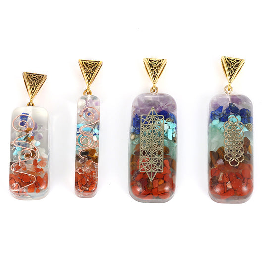 Chakra Chip Stones Orgone Pendant