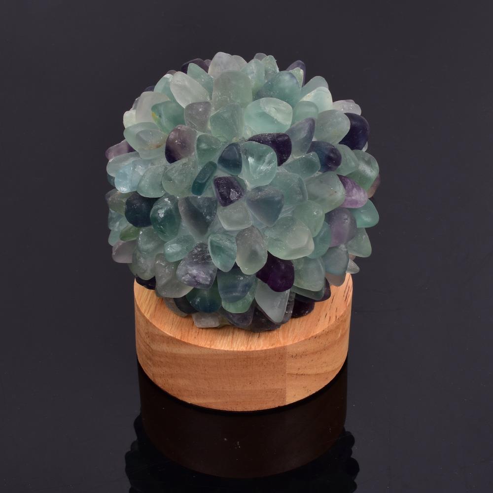 Crystal Rocks Lamp with Wooden Base
