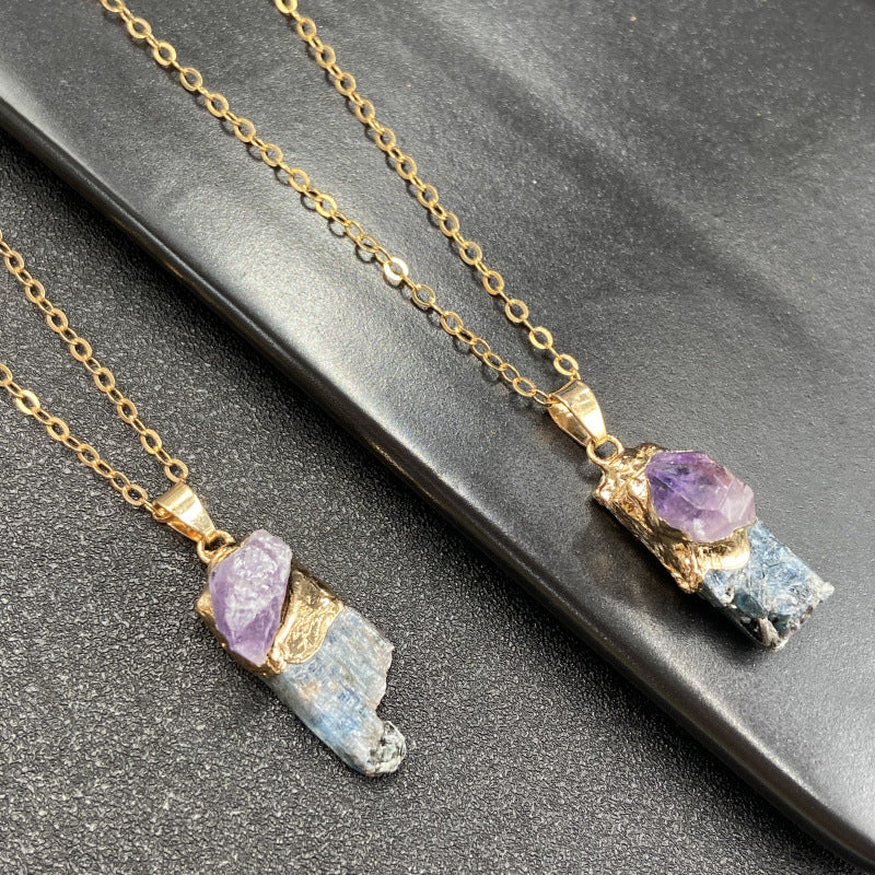 Kyanite Raw Amethyst Necklace
