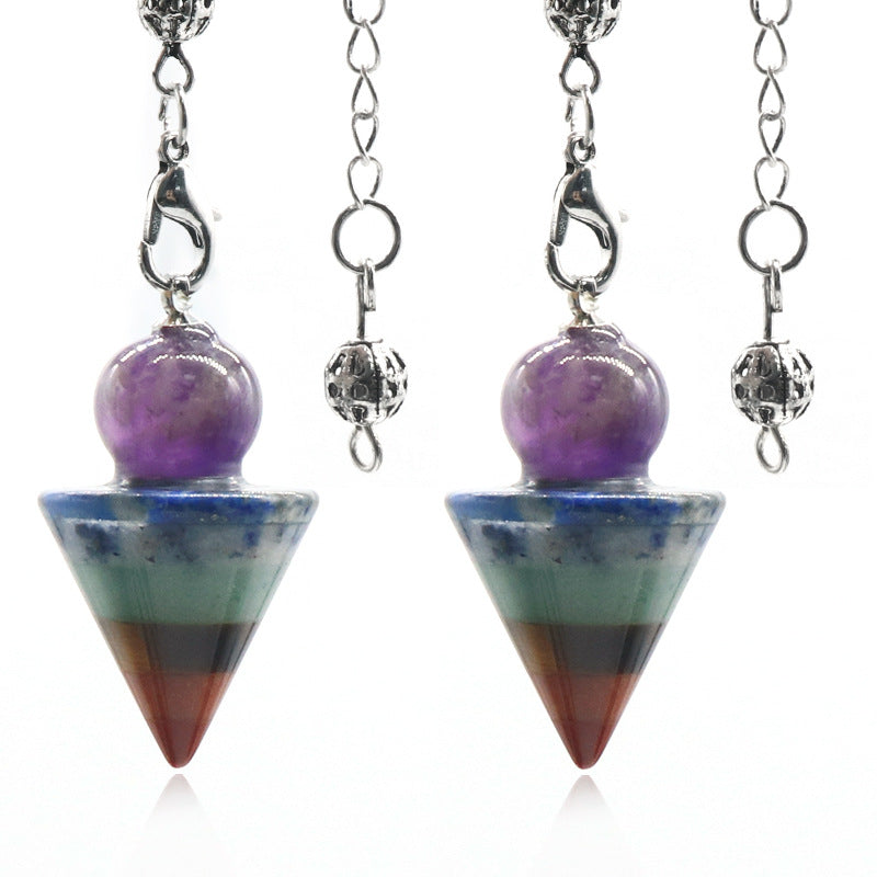 Amethyst Bead Chakra Pendulum